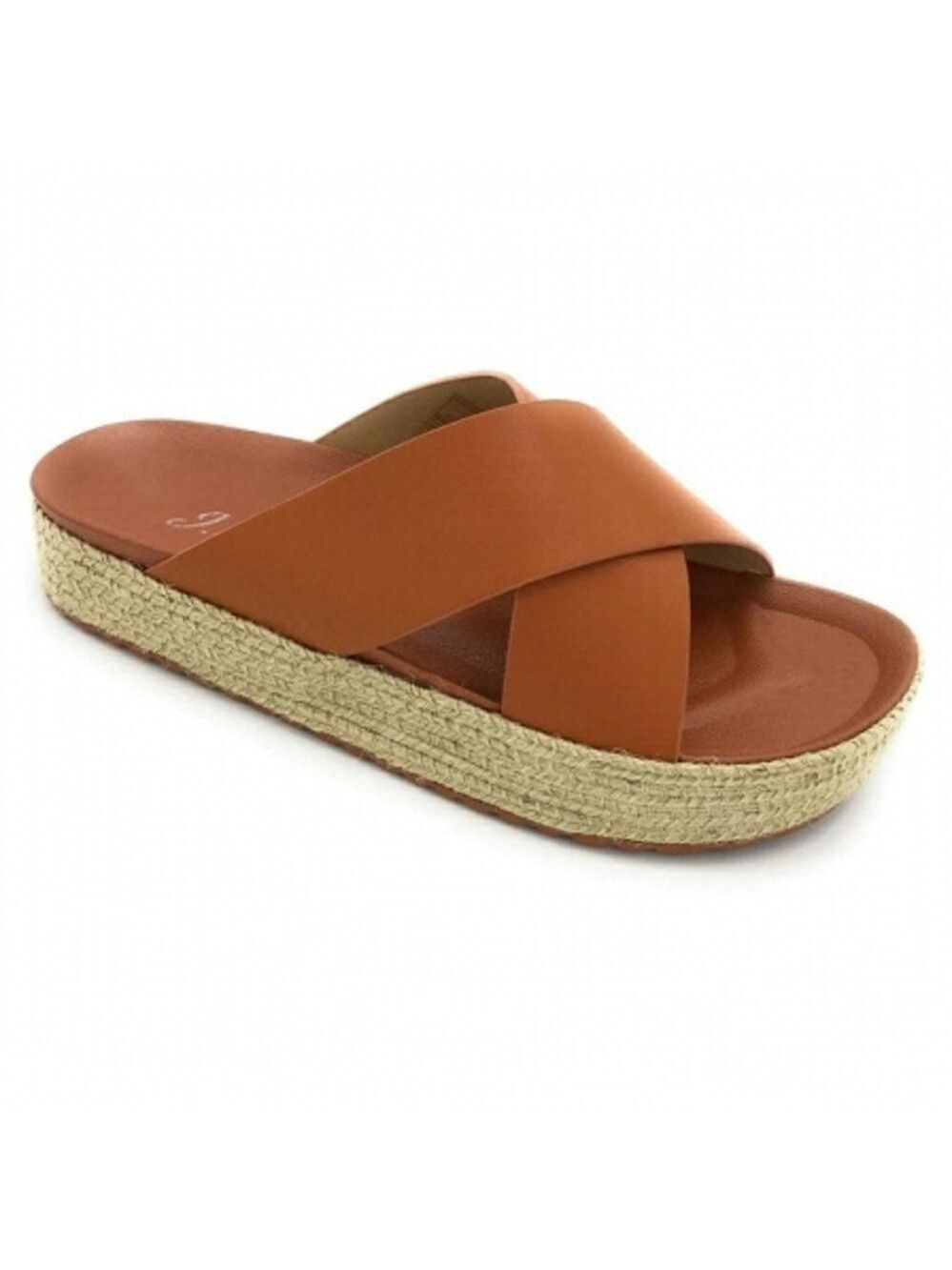 Chunky Platform Strappy Espadrille Slide Size 6.5 Brown J Mark NWT